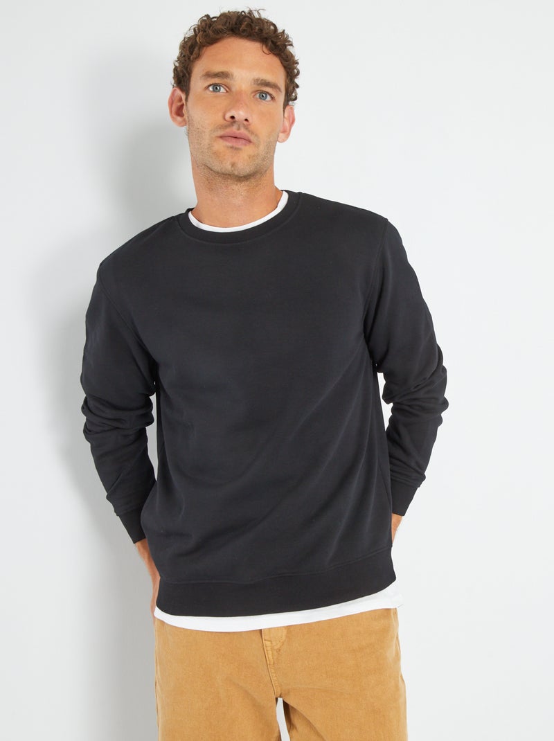 Sudadera de felpa lisa Negro - Kiabi