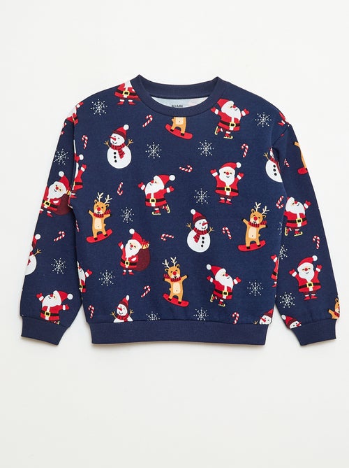 Sudadera de felpa perchada con estampado 'Navidad' - Kiabi
