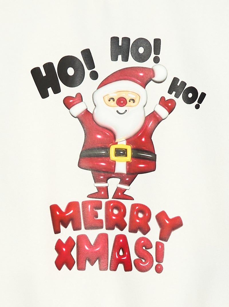 Sudadera de felpa perchada estampada 'Navidad' Blanco - Kiabi