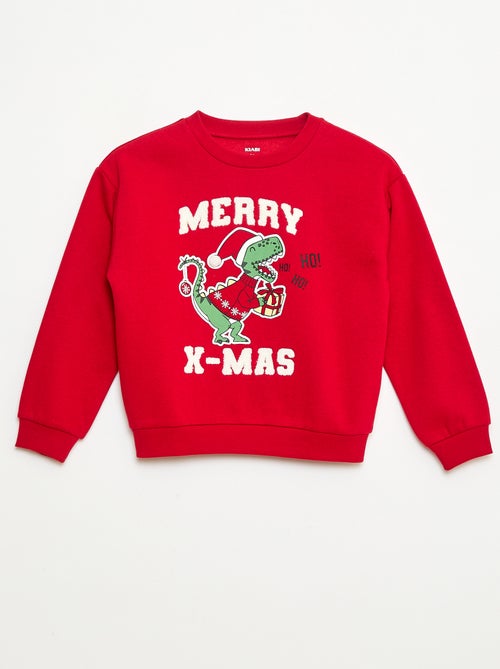 Sudadera de felpa perchada estampada 'Navidad' - Kiabi