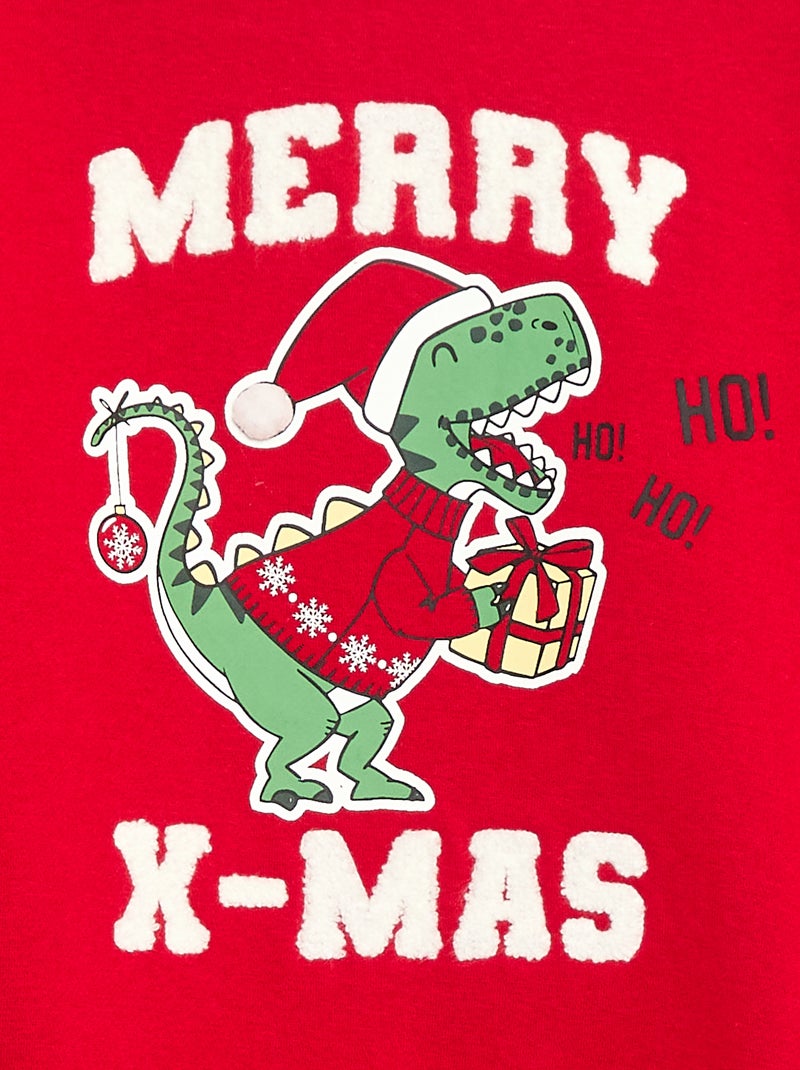 Sudadera de felpa perchada estampada 'Navidad' Rojo - Kiabi