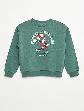 Sudadera de felpa perchada estampada 'Navidad'