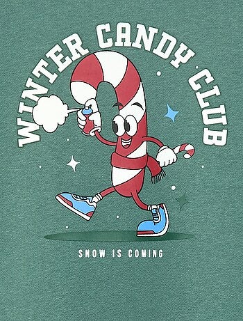 Sudadera de felpa perchada estampada 'Navidad'