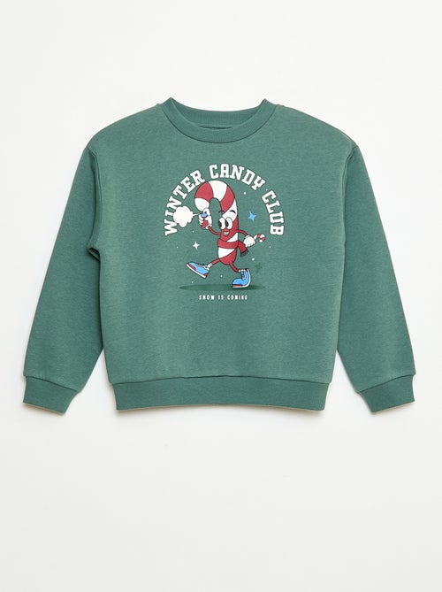 Sudadera de felpa perchada estampada 'Navidad' - Kiabi