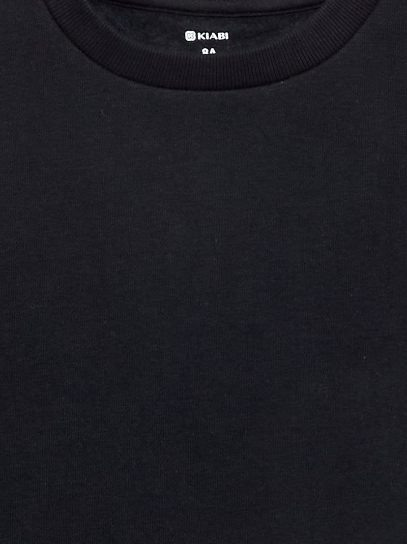 Sudadera de felpa perchada lisa Negro - Kiabi