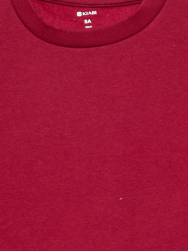 Sudadera de felpa perchada lisa Rojo - Kiabi