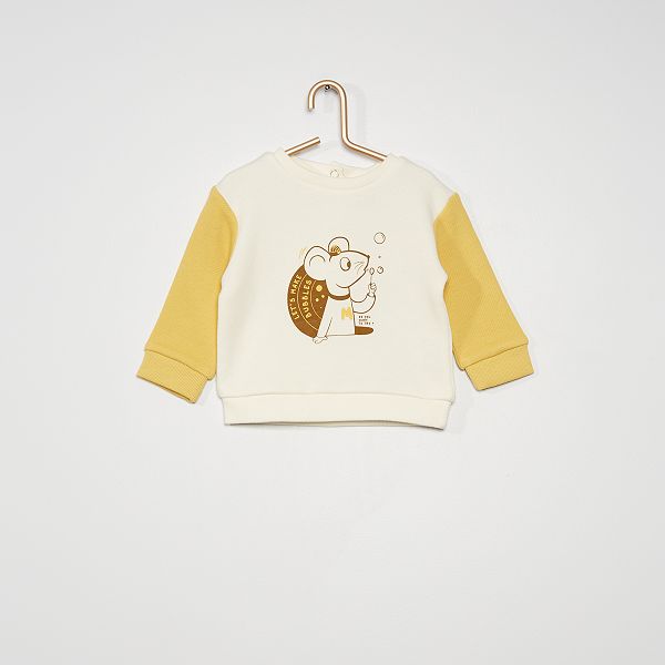 Sudadera de felpa 'ratón' bebé niño - BLANCO - Kiabi - 6,00€
