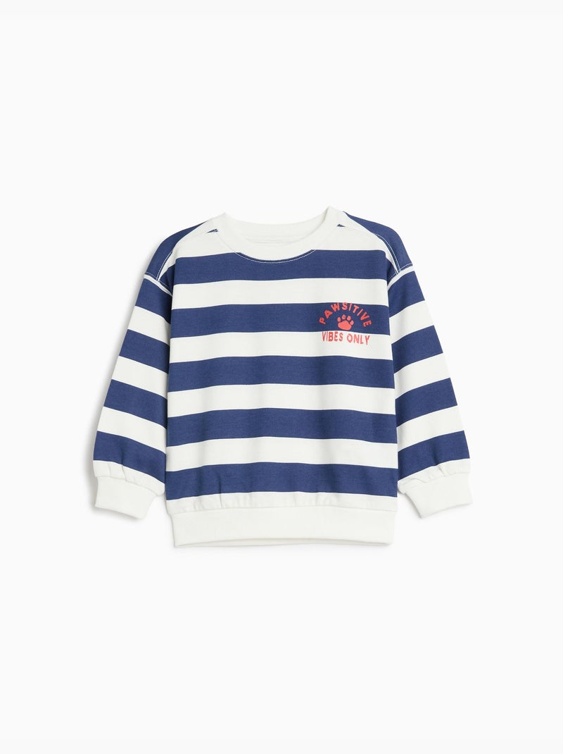 Sudadera de felpuenta de rayas, mo fashion Azul - Kiabi