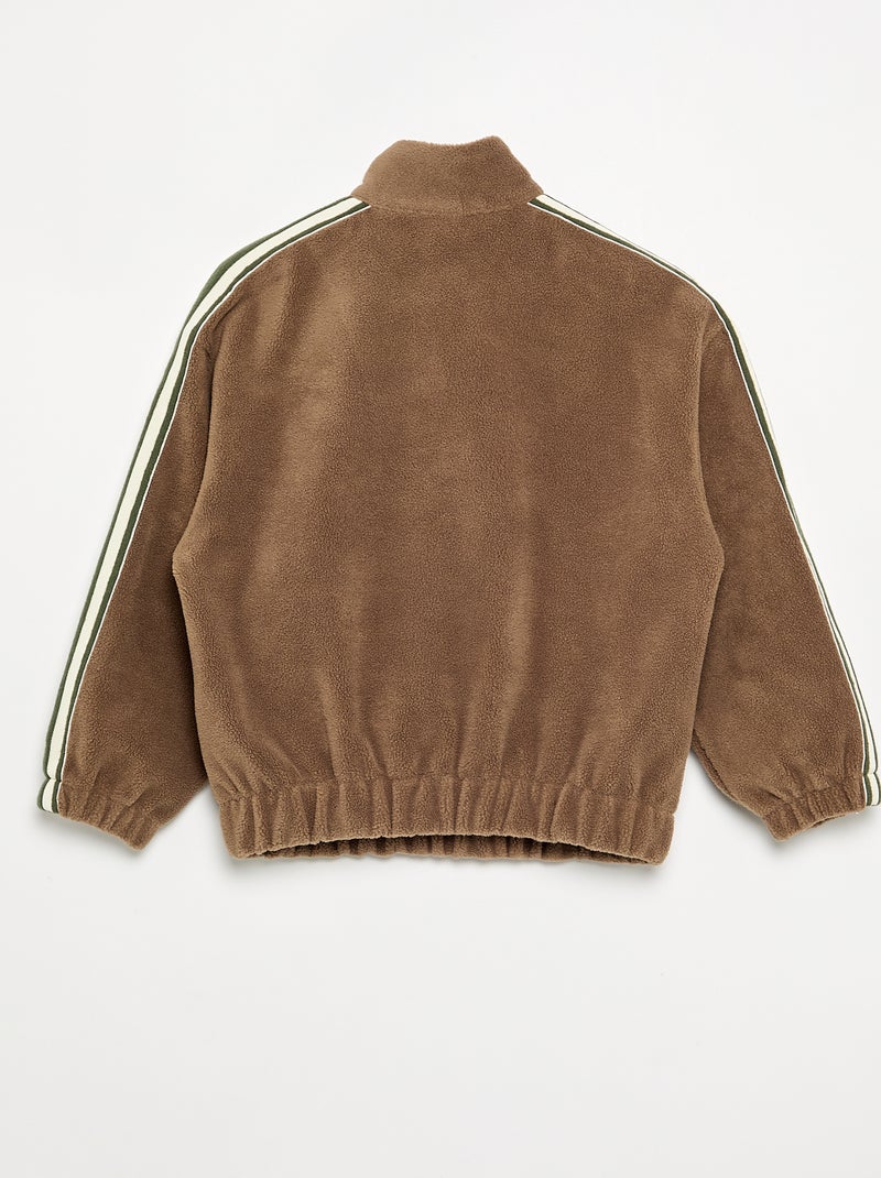 Sudadera de forro polar con cuello camionero Kaki - Kiabi
