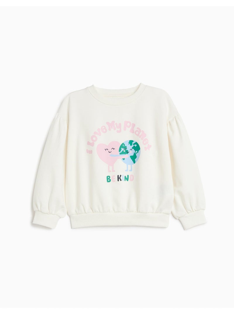 Sudadera de forro polar estampado, mo fashion Blanco - Kiabi