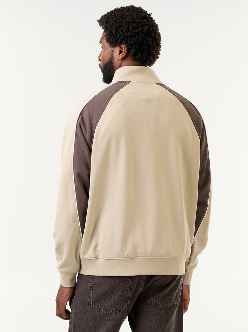 Sudadera de French Terry con cuello camionero Beige - Kiabi