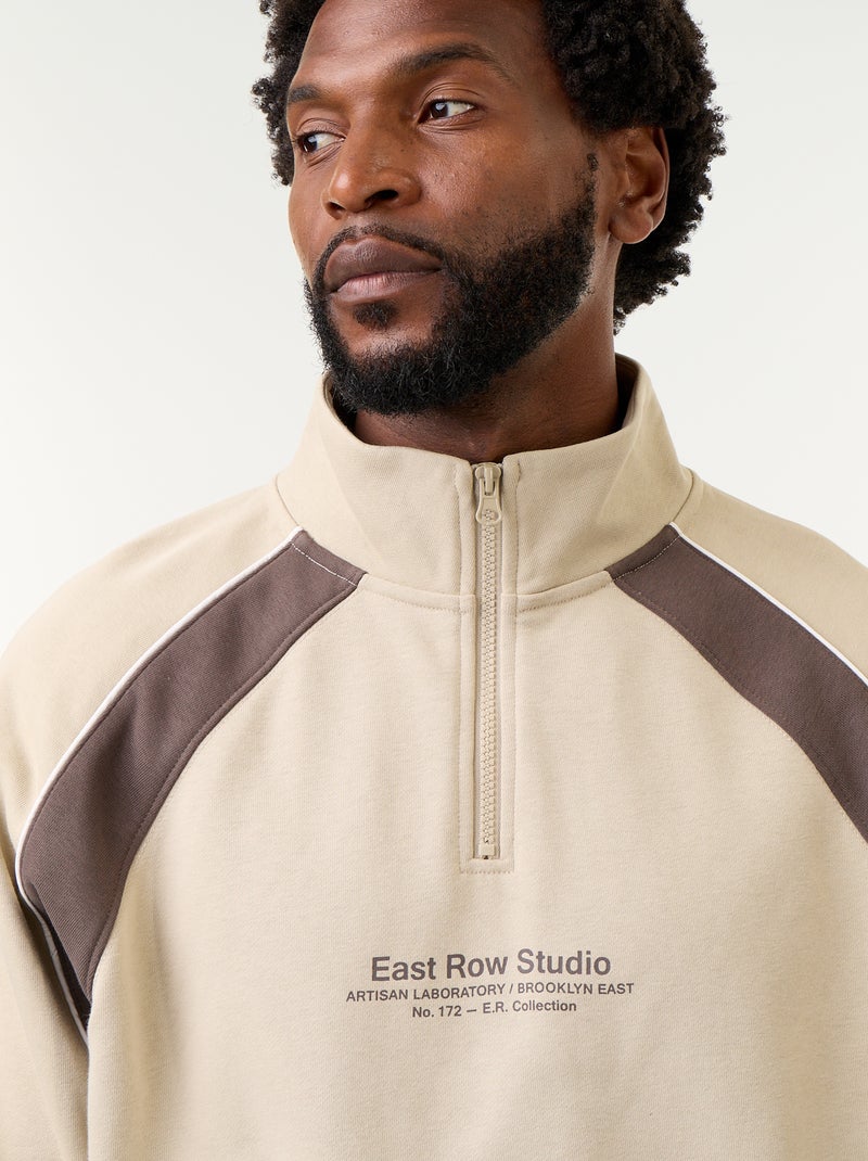 Sudadera de French Terry con cuello camionero Beige - Kiabi