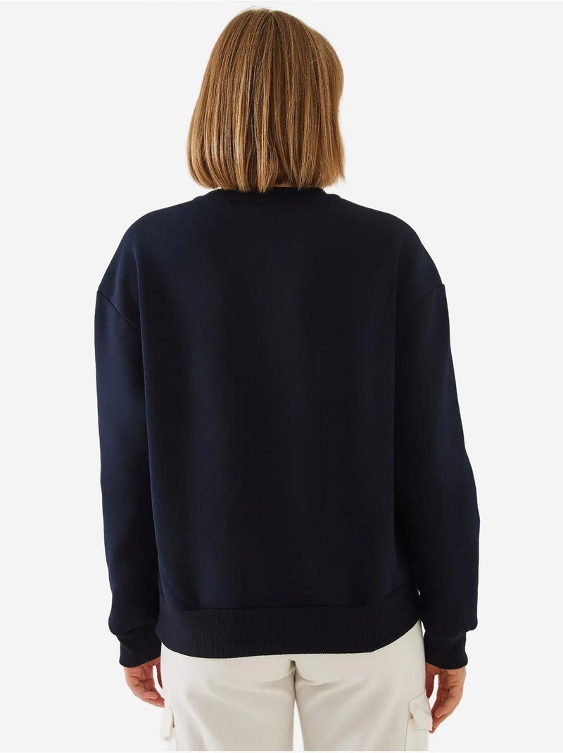 Sudadera de hilo cepillado con cuello redondo y detalle de corazón estampado lucci Azul marino - Kiabi