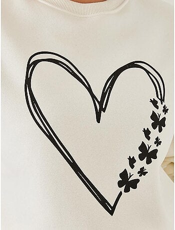 Sudadera de hilo cepillado con cuello redondo y detalle de corazón estampado lucci