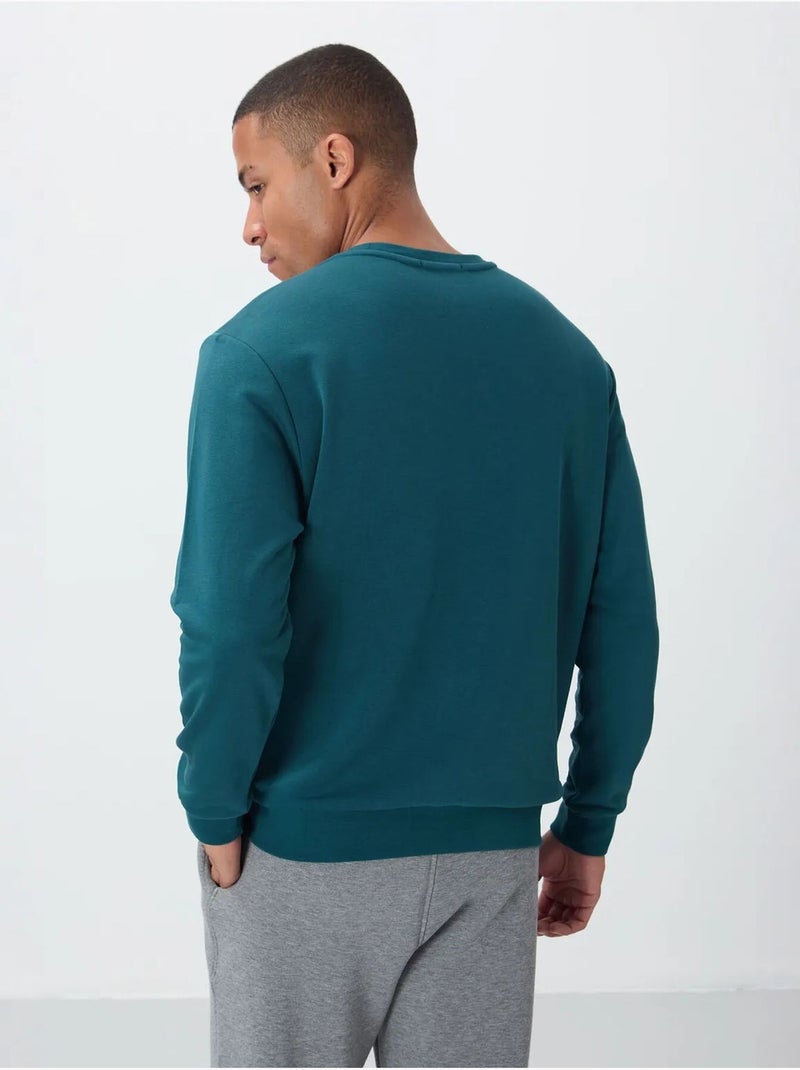 Sudadera de hombre con estampado y cuello redondo tommy Azul petróleo - Kiabi