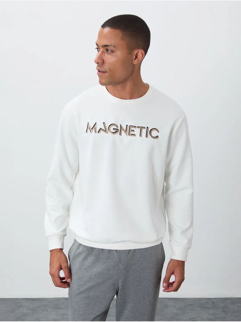 Sudadera de hombre con estampado y cuello redondo tommy Blanco - Kiabi
