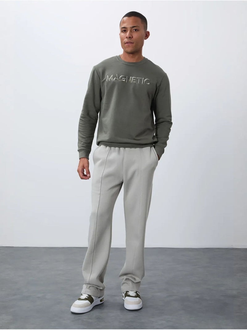Sudadera de hombre con estampado y cuello redondo tommy Caqui - Kiabi
