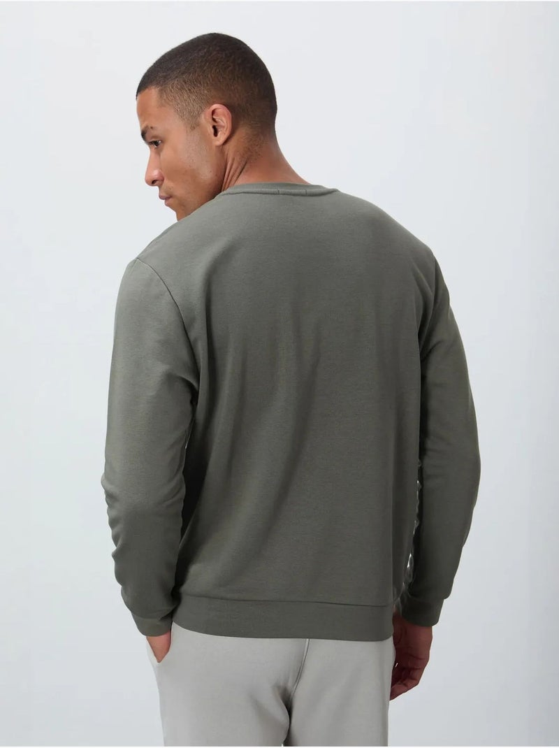 Sudadera de hombre con estampado y cuello redondo tommy Caqui - Kiabi