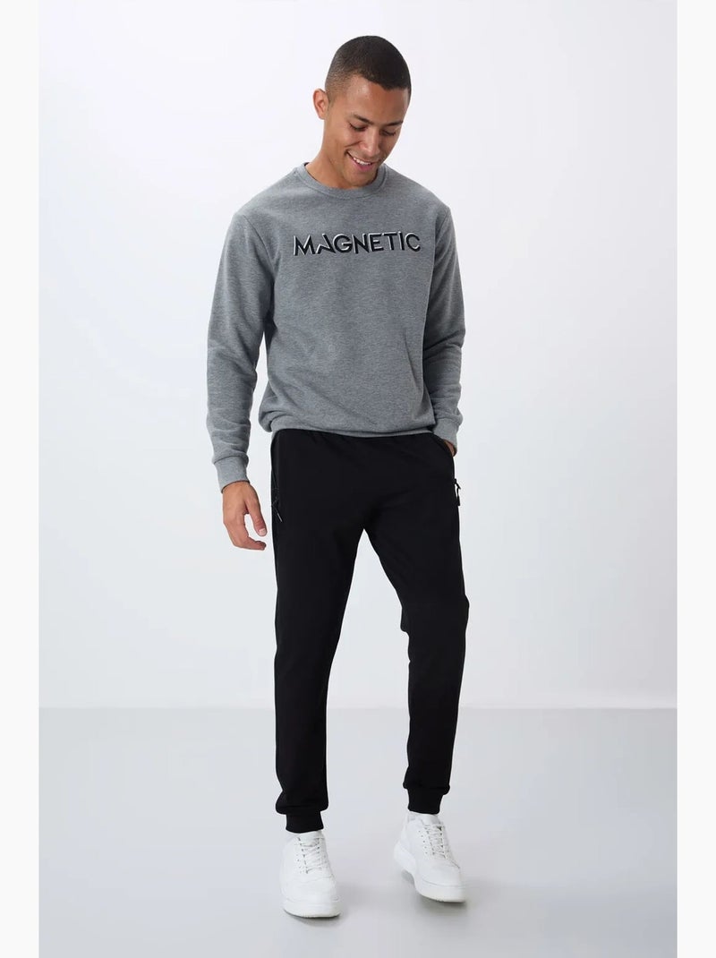 Sudadera de hombre con estampado y cuello redondo tommy Gris medio - Kiabi