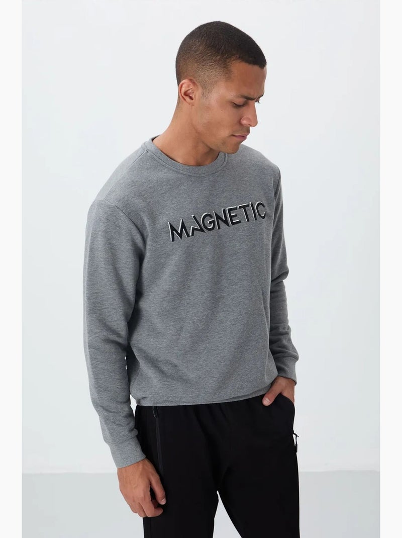 Sudadera de hombre con estampado y cuello redondo tommy Gris medio - Kiabi