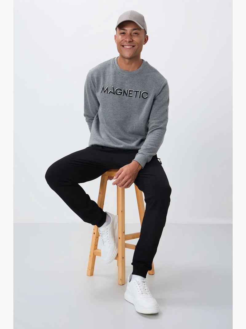 Sudadera de hombre con estampado y cuello redondo tommy Gris medio - Kiabi