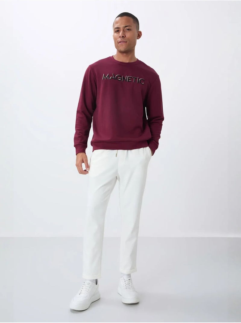 Sudadera de hombre con estampado y cuello redondo tommy Rojo burdeos - Kiabi