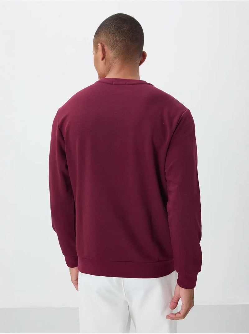 Sudadera de hombre con estampado y cuello redondo tommy Rojo burdeos - Kiabi
