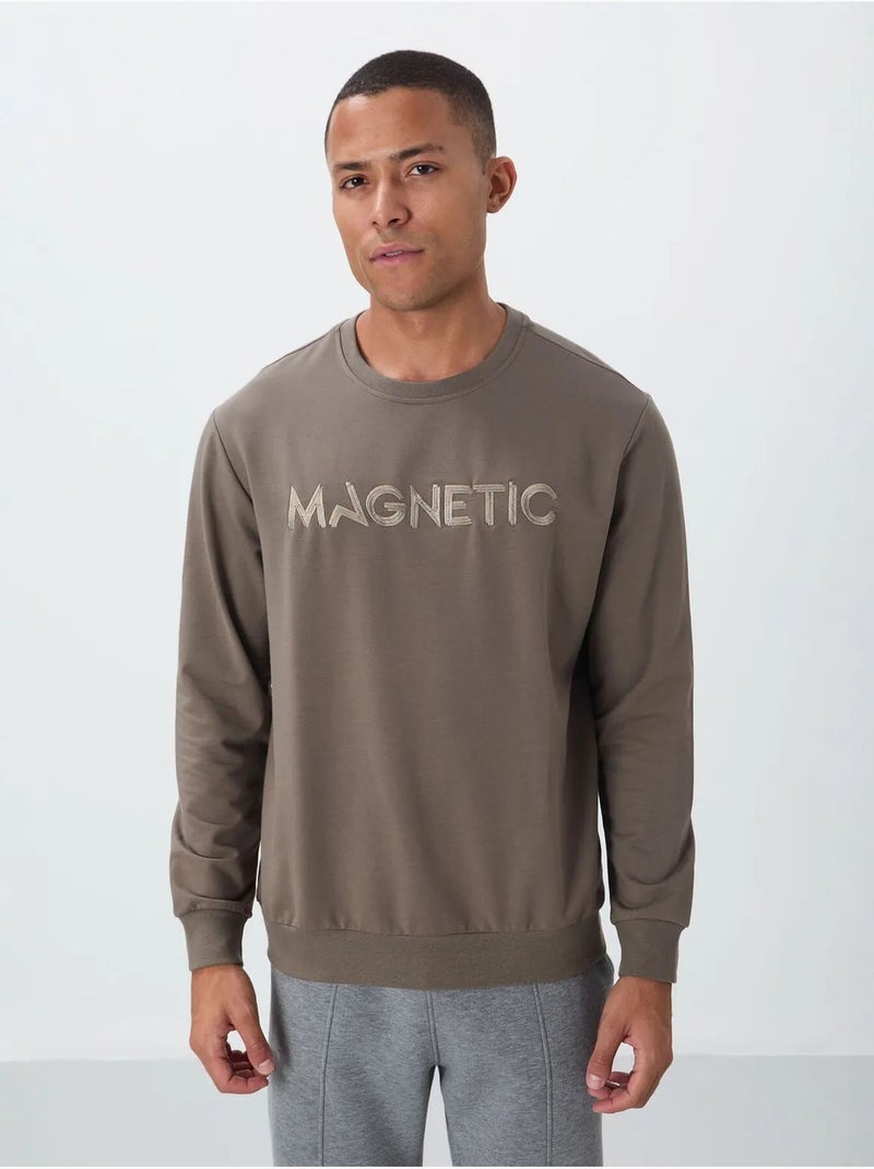 Sudadera de hombre con estampado y cuello redondo tommy Taupe - Kiabi