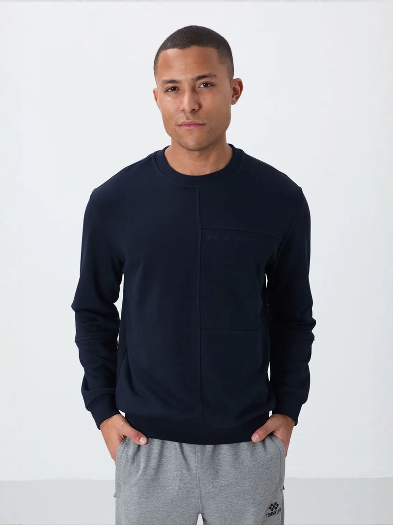 Sudadera de hombre lisa con cuello redondo tommy Azul marino - Kiabi