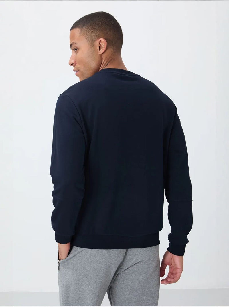 Sudadera de hombre lisa con cuello redondo tommy Azul marino - Kiabi