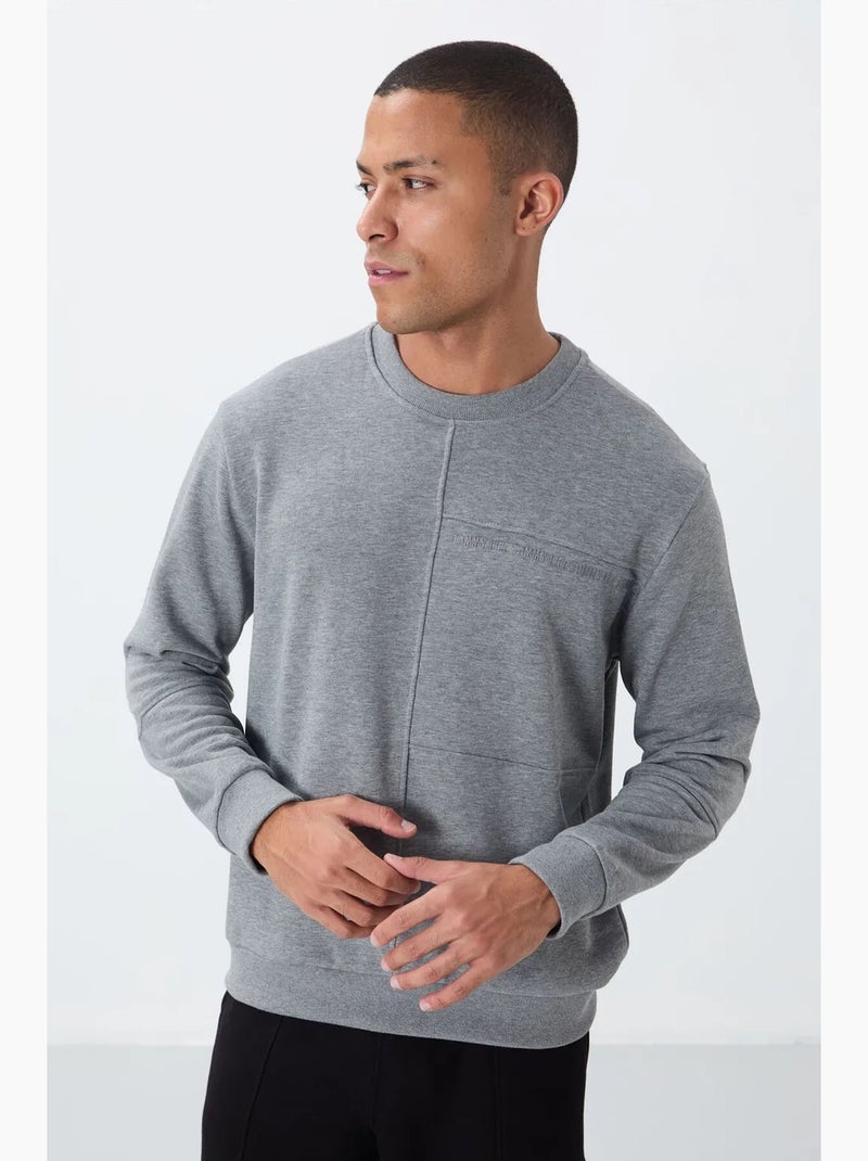 Sudadera de hombre lisa con cuello redondo tommy Gris - Kiabi