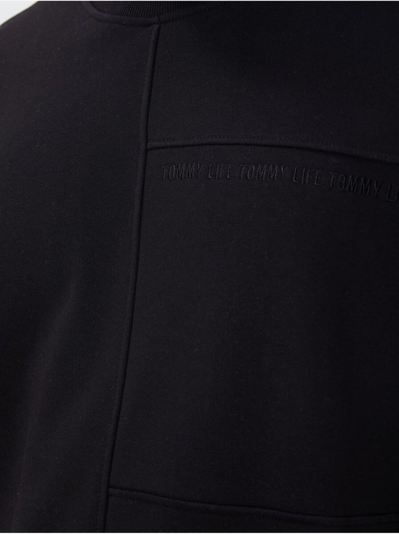 Sudadera de hombre lisa con cuello redondo tommy Negro - Kiabi