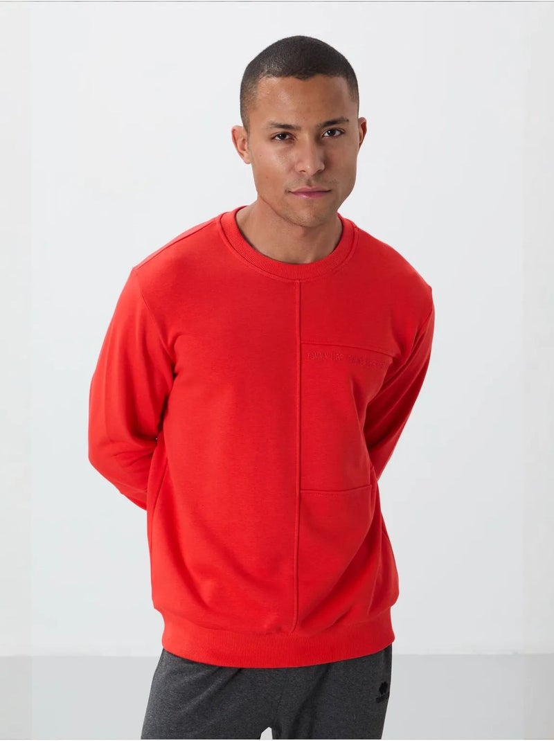 Sudadera de hombre lisa con cuello redondo tommy Rojo - Kiabi