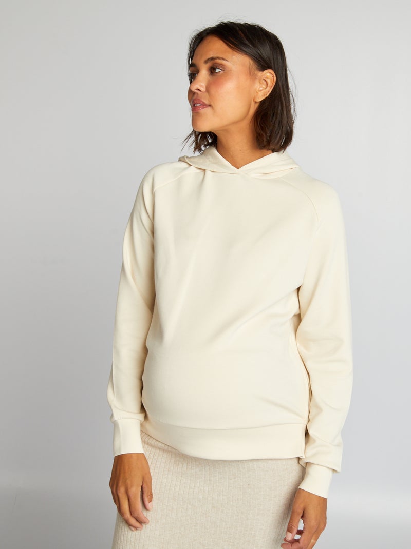 Sudadera de lactancia con capucha beige - Kiabi