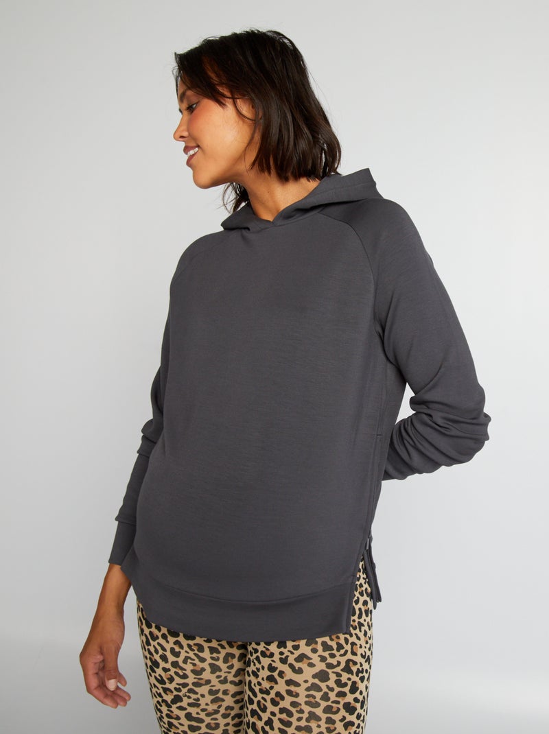Sudadera de lactancia con capucha gris oscuro - Kiabi