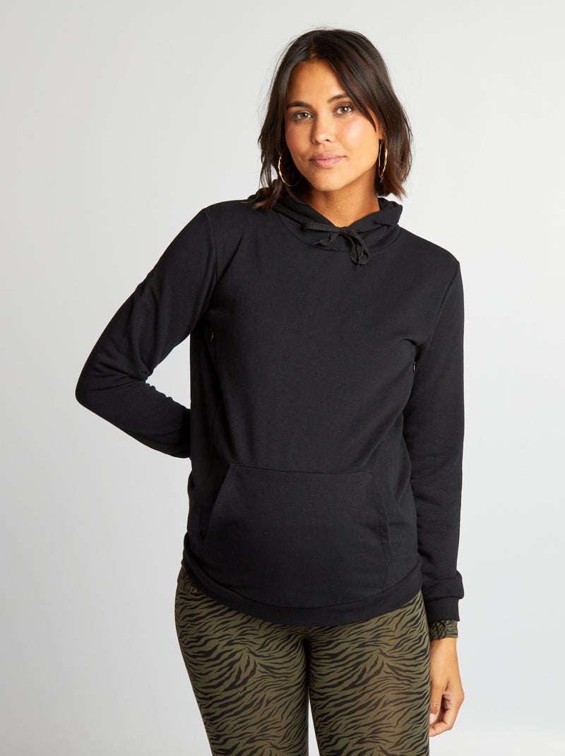 Sudadera de lactancia con capucha negro - Kiabi