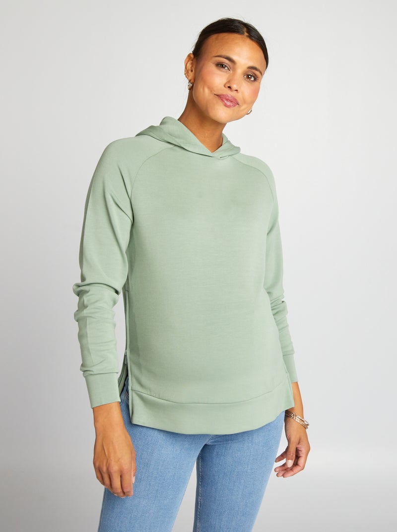Sudadera de lactancia con capucha VERDE - Kiabi