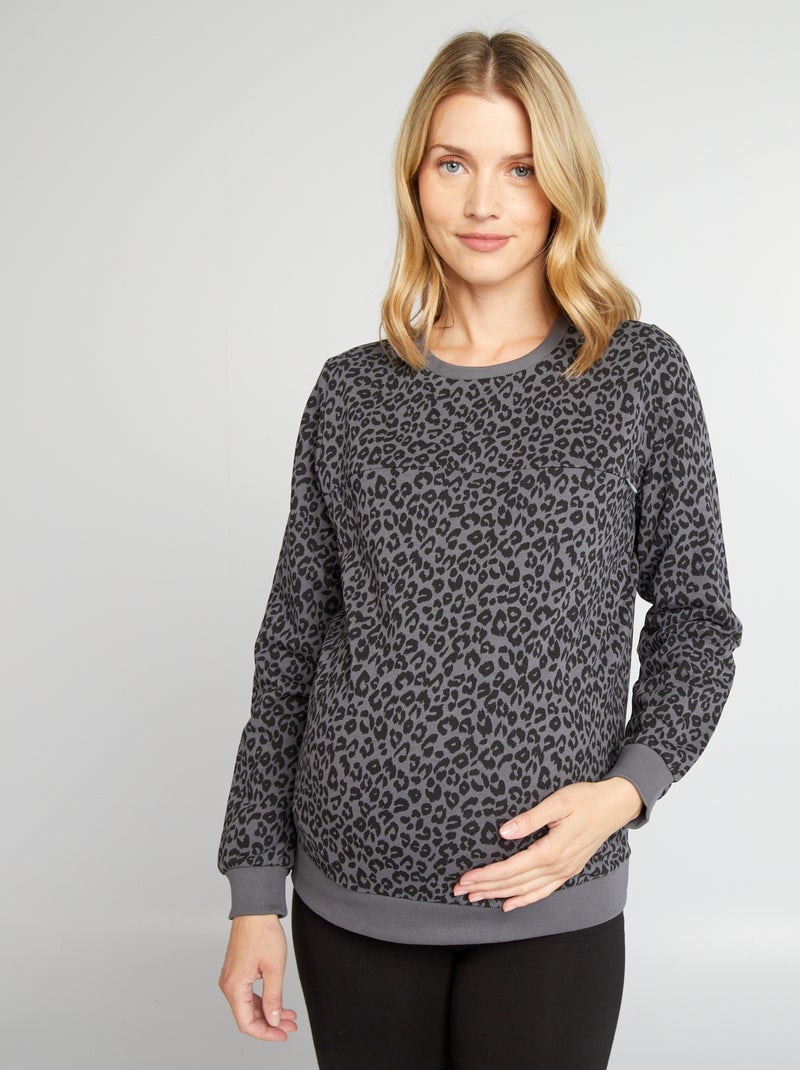 Sudadera de lactancia con cierre de cremallera GRIS - Kiabi