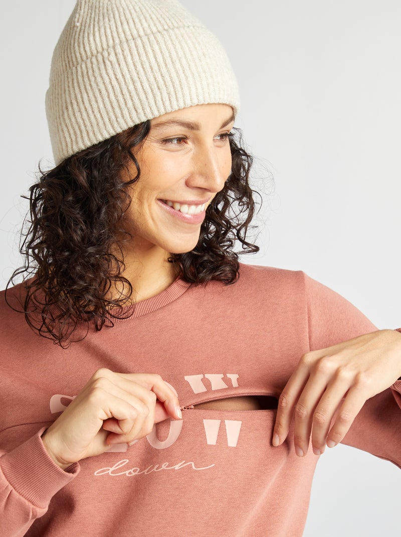 Sudadera de lactancia con cierre de cremallera ROSA - Kiabi