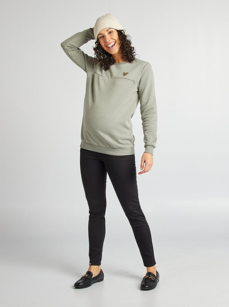 Sudadera de lactancia con cierre de cremallera VERDE - Kiabi