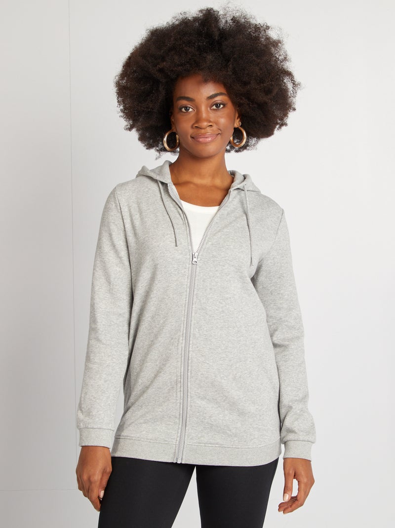 Sudadera de lactancia con cremallera y capucha GRIS - Kiabi