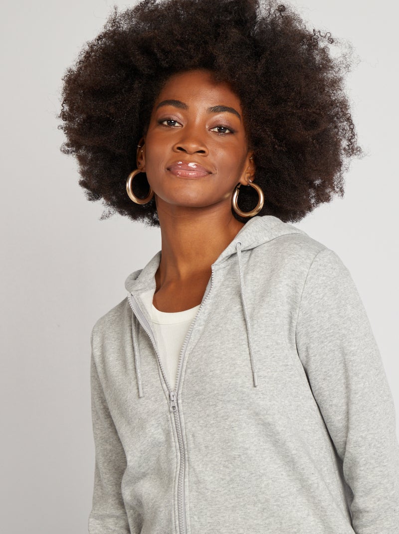 Sudadera de lactancia con cremallera y capucha GRIS - Kiabi