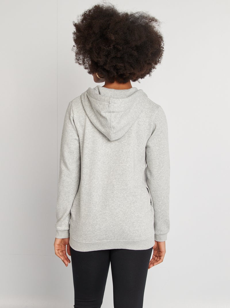 Sudadera de lactancia con cremallera y capucha GRIS - Kiabi