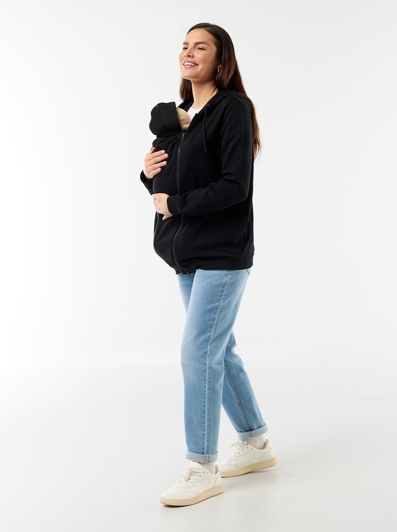 Sudadera de lactancia con cremallera y capucha Negro - Kiabi