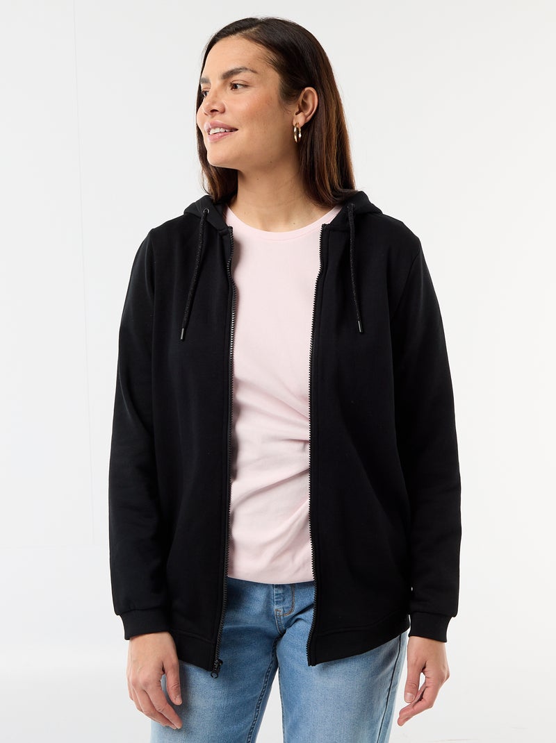 Sudadera de lactancia con cremallera y capucha Negro - Kiabi
