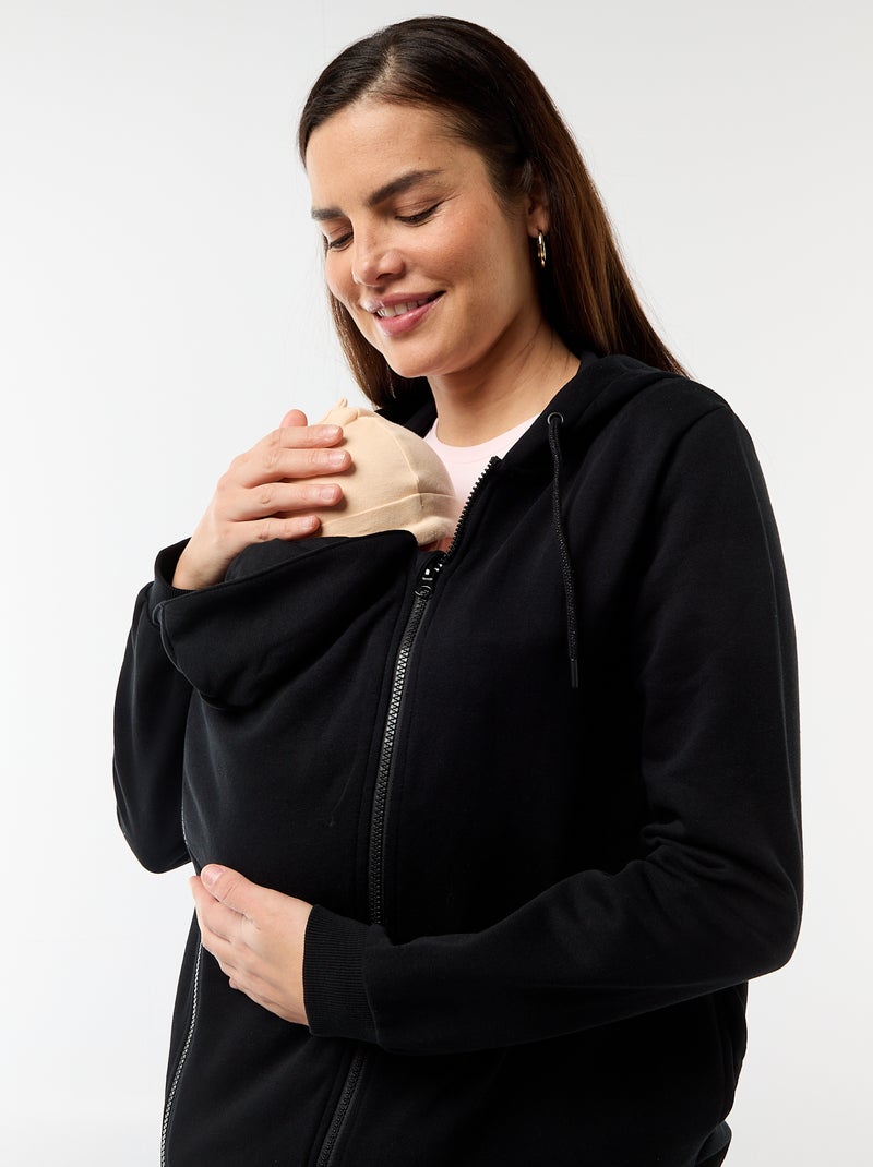 Sudadera de lactancia con cremallera y capucha Negro - Kiabi