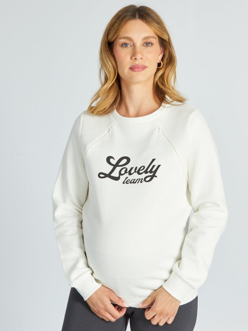 Sudadera de lactancia con cuello redondo BLANCO - Kiabi