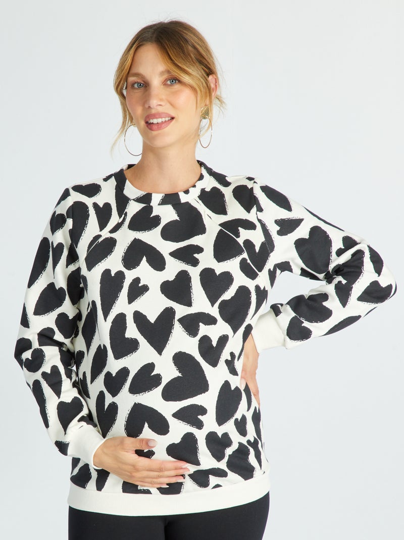 Sudadera de lactancia con cuello redondo BLANCO - Kiabi