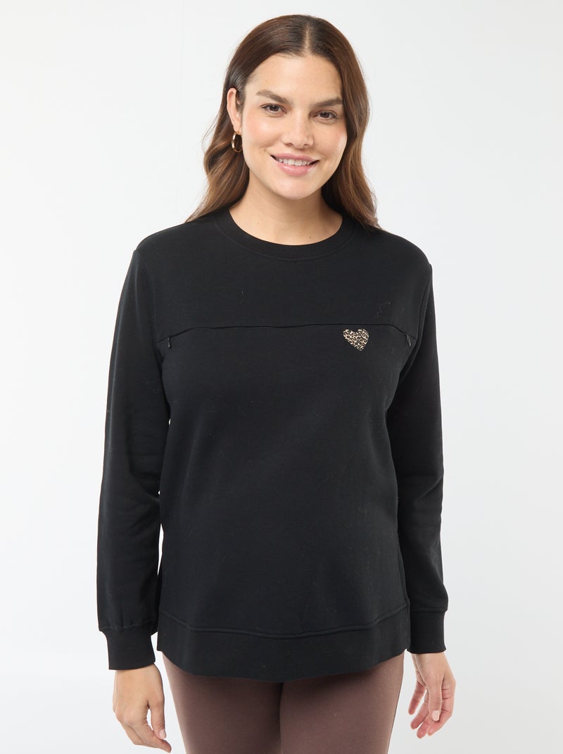 Sudadera de lactancia con mensaje Negro - Kiabi