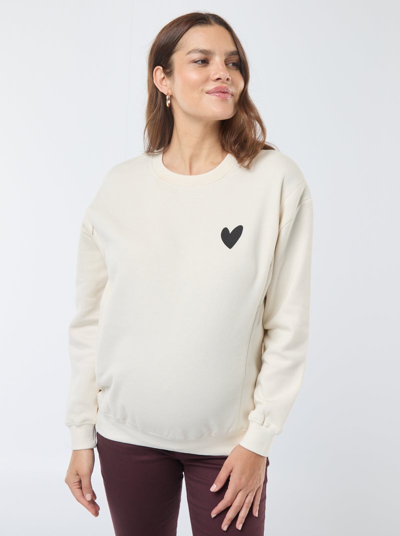 Sudadera de lactancia de felpa Beige - Kiabi